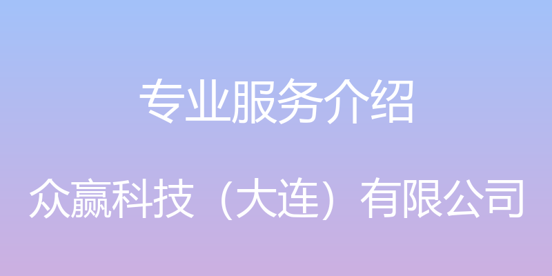 专业服务介绍 - 众赢科技（大连）有限公司